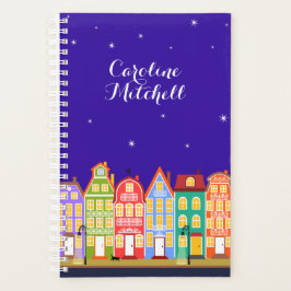 かわいい街ブラックキャットマンガハウス5.5x8.5プランナー プランナー手帳