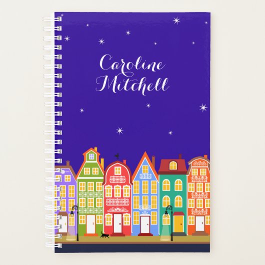 かわいい街ブラックキャットマンガハウス5.5x8.5プランナー プランナー手帳 (正面)