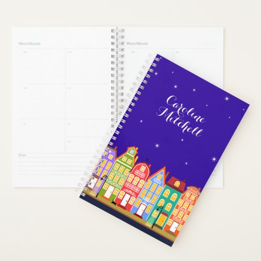 かわいい街ブラックキャットマンガハウス5.5x8.5プランナー プランナー手帳 (ディスプレー)