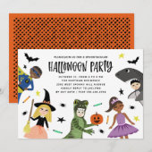 かわいい衣装の現代的なハロウィンパーティーの招待状 招待状 (正面/裏面)