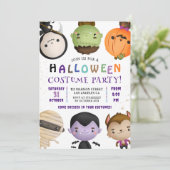 かわいい衣装キッズハローウィンパーティ招待状 招待状 (スタンド正面)