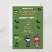 かわいい衣装ハロウィーン誕生日パーティーの招待状 招待状 (正面)