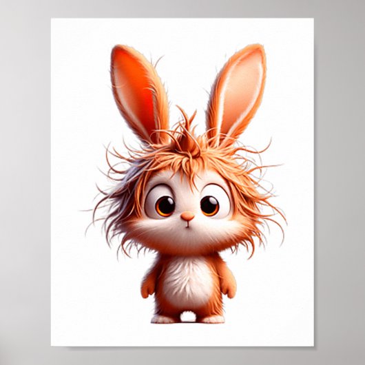 かわいい表情のキャラクターウサギ ポスター (正面)