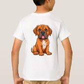 かわいい表情のボルドー・マスティフのキャラクター Tシャツ (裏面)