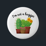 かわいい表情サボテン 缶バッジ<br><div class="desc">この保サボテンのラウンドボタンを使って宇宙に侵入する人々。このボタンは、3つの水色のサボテンとことわざ「私はハグではない買」を備えて、または自分の言葉とカスタマイズこのボタンを備えている。</div>