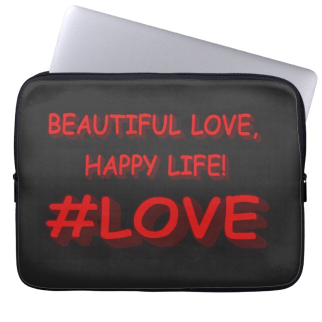 かわいい表情デザイン「BEAUTIFUL LOVE」。買今 ラップトップスリーブ (正面)