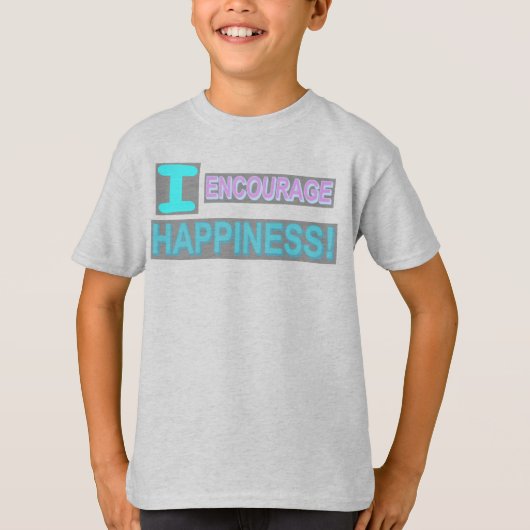 かわいい表現デザイン「幸せを励ます」。買 Tシャツ (正面)