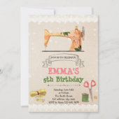 かわいい裁縫のテーマのパーティの招待状 招待状 (正面)