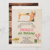 かわいい裁縫のテーマのパーティの招待状 招待状 (正面/裏面)