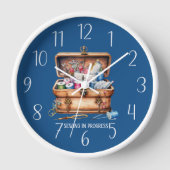 かわいい裁縫の進捗状況の追加文字 壁時計 (正面)