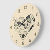 かわいい裁縫キットハート型下水裁縫工芸品 ラージ壁時計 (傾斜)