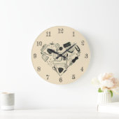 かわいい裁縫キットハート型下水裁縫工芸品 ラージ壁時計 (ホーム)