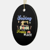 かわいい裁縫ギフトキルターズクラフトキルティング セラミックオーナメント (左)