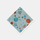 かわいい裁縫テーマナプキンズブルー スタンダードカクテルナプキン (角)