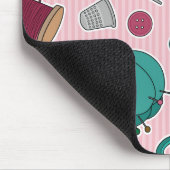 かわいい裁縫テーマパターンピンク マウスパッド (コーナー)