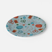 かわいい裁縫テーマパターン青 ペーパープレート (アングル)