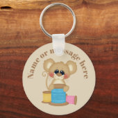 かわいい裁縫マウスの名前またはメッセージキーチェーンの追加 キーホルダー (正面)