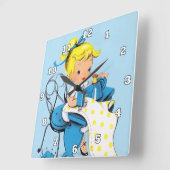 かわいい裁縫ルームのデコの壁時計 スクエア壁時計 (傾斜)