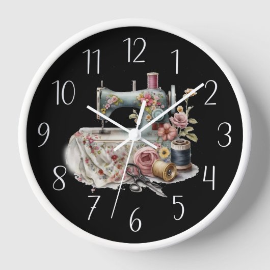 かわいい裁縫好きの機械 壁時計 (正面)
