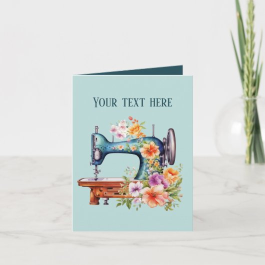 かわいい裁縫好きの追加文字 カード (正面)