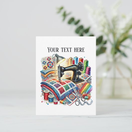 かわいい裁縫好きの追加文字 ポストカード (スタンド正面)