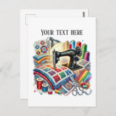 かわいい裁縫好きの追加文字 ポストカード (正面/裏面)