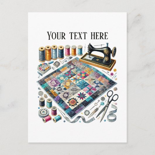 かわいい裁縫好きの追加文字 ポストカード (正面)