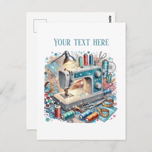 かわいい裁縫好きの追加文字 ポストカード (正面/裏面)