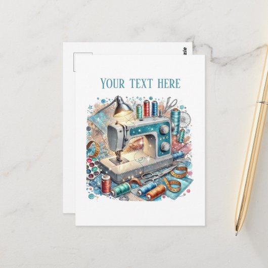 かわいい裁縫好きの追加文字 ポストカード (正面/裏面インサイチュ)