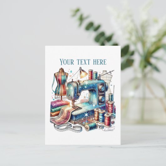 かわいい裁縫好きの追加文字 ポストカード (スタンド正面)