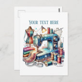 かわいい裁縫好きの追加文字 ポストカード (正面/裏面)