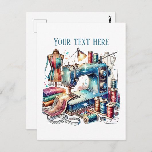 かわいい裁縫好きの追加文字 ポストカード (正面/裏面)