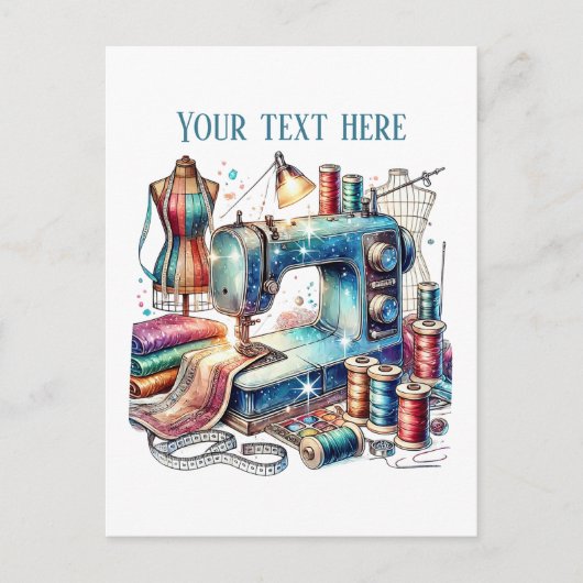 かわいい裁縫好きの追加文字 ポストカード (正面)