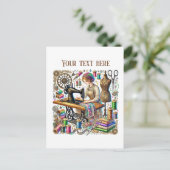 かわいい裁縫好きの追加文字 ポストカード (スタンド正面)