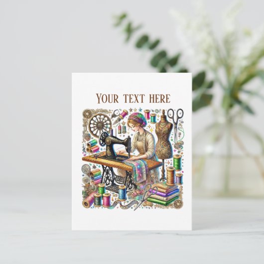 かわいい裁縫好きの追加文字 ポストカード (スタンド正面)