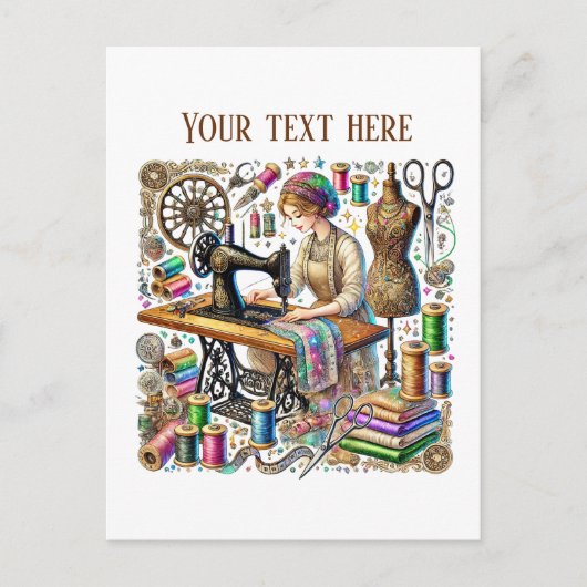 かわいい裁縫好きの追加文字 ポストカード (正面)