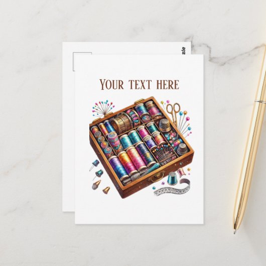 かわいい裁縫好きの追加文字 ポストカード (正面/裏面インサイチュ)