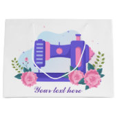 かわいい裁縫好きギフト追加文字 ラージペーパーバッグ (正面)