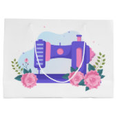 かわいい裁縫好きギフト追加文字 ラージペーパーバッグ (裏面)