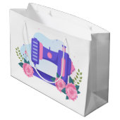 かわいい裁縫好きギフト追加文字 ラージペーパーバッグ (裏面アングル)