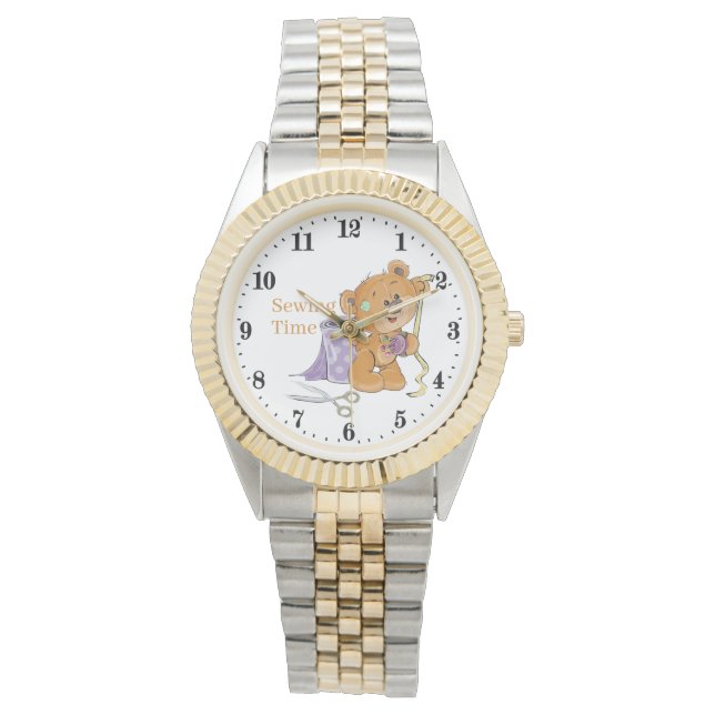 かわいい裁縫好きクマ時計 腕時計 (正面)