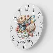 かわいい裁縫時間の追加文字 ラージ壁時計 (傾斜)