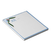 かわいい装飾フローラブルー縁どイニシャル ノートパッド (アングル)