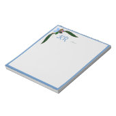 かわいい装飾フローラブルー縁どイニシャル ノートパッド (回転)