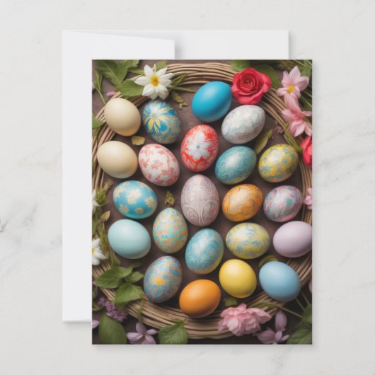 かわいい装飾復活祭の卵コラージュ シーズンカード (正面)