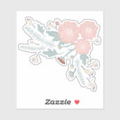 かわいい装飾用ピンククリームブルー植物性フローラ シール (シート)