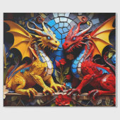 かわいい装飾用ラッピング紙カラフルドラゴン ラッピングペーパー (フラット)