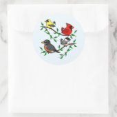 かわいい裏庭の鳥 ラウンドシール (バッグ)