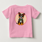 かわいい襟付きアニメ犬 ベビーTシャツ (裏面)