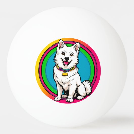 かわいい襟付きアニメ犬 卓球ボール (正面)